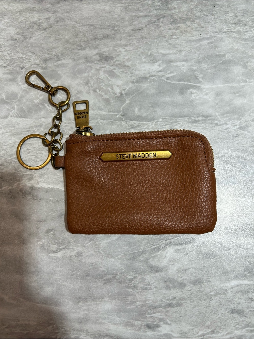 Steve Madden Brown Leather Key Coin Pouch - BG3